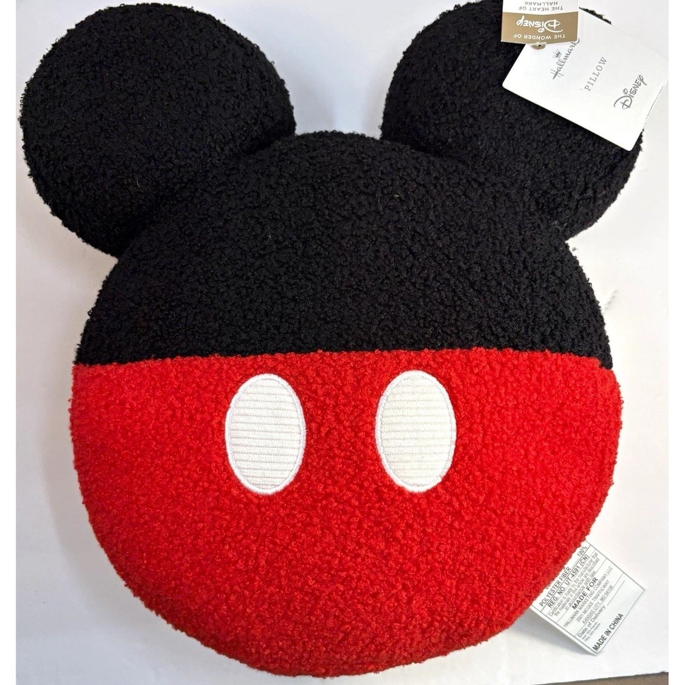 Hallmark Disney Mickey Mouse Head Pillow Cushion Red Black 2023 DYG2113